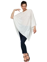 FLORA FEDI - SMOOTH LINEN KNIT OVERSIZE PONCHO - WHITE