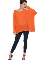 FLORA FEDI - SMOOTH TECHNO KNIT OVERSIZE SWEATER - ORANGE