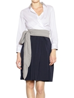 SARA ROKA - WICKELKLEID AUS STRETCHPOPELINE - WHITE/NAVY/GREY