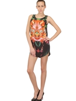 TOTHEM - KLEID AUS TECHNOJERSEY MIT BLUMENDRUCK - MULTI/GREEN/ORA
