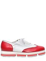 HEGO'S LIVERPOOL - 30MM COLOUR BLOCK LEATHER LACE-UP SHOES - WHITE/RED