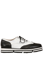 HEGO'S LIVERPOOL - 30MM COLOUR BLOCK LEATHER LACE-UP SHOES - WHITE/BLACK