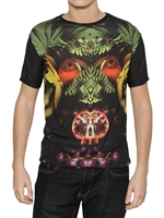 TOTHEM - JERSEY T-SHIRT MIT TROPISCHEM DRUCK - MULTI SCHWARZ