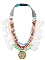 AKONG LONDON - WHITE TASSEL TRIBAL NECKLACE - WHITE