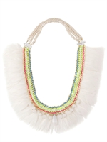 AKONG LONDON - WHITE FEATHER AND BRASS NECKLACE - WHITE