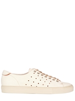 BUTTERO - SNEAKERS IN PELLE PERFORATA - BIANCO/ARANCIO
