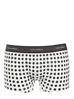 DOLCE & GABBANA - BOXER A POIS IN JERSEY DI COTONE - BIANCO/NERO