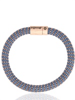 CAROLINA BUCCI - ARMBAND AUS SEIDENZWIRNMASCHE UND ROSA GOLD - SCHIEFERBLAU