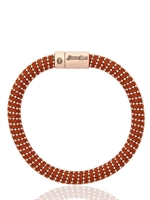 CAROLINA BUCCI - ARMBAND AUS SEIDENZWIRNMASCHE UND ROSA GOLD - SCHOKOBRAUN