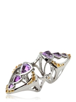 KATIE ROWLAND - CIRCE DECO KNUCKLE AMETHYST RING - BLACK