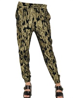 MICHAEL KORS - VISCOSE CREPE FIL COUPÉ TROUSERS - BLACK/GOLD