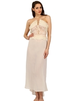 LA PERLA - CAMICIA DA NOTTE IN GEORGETTE DI SETA E PIZZO - AVORIO
