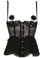 LA PERLA - CORPETTO IN TULLE E PIZZO - NERO