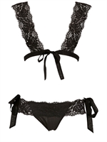 LA PERLA STUDIO - MASCHERA,REGGISENO E TANGA IN TECHNO PIZZO - NERO