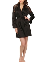 LA PERLA STUDIO - VESTAGLIA IN SETA E PIZZO - NERO