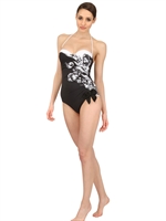 LA PERLA BEACHWEAR - PRINTED LYCRA ONE PIECE SWIMMING SUIT - BLACK/WHITE