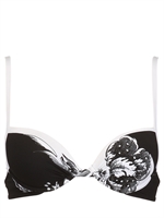 LA PERLA BEACHWEAR - PRINTED LYCRA PUSH UP SWIMMING SUIT TOP - BLACK/WHITE