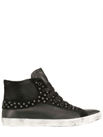 CRIME - 35MM JESSICA STUDDED LEATHER SNEAKERS - BLACK
