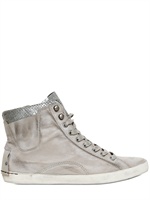 CRIME - SNEAKERS ALTE IN PELLE DETTAGLI STAMPA PITONE - GRIGIO