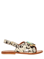 MARNI - 10MM PONYSKIN GEM FLATS - BLACK/WHITE