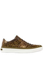 JIMMY CHOO - SNEAKERS IN CAMOSCIO STAMPA LEOPARD - LEOPARDO/ORO