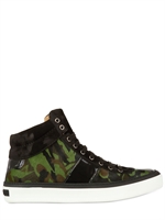 JIMMY CHOO - SNEAKERS ALTE IN CAVALLINO STAMPA CAMOUFLAGE - MIMETICO
