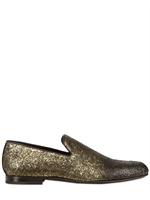 JIMMY CHOO - GEBÜRSTETE GROBE GLITZER REINSCHLÜPF LOAFERS - GOLD
