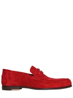 JIMMY CHOO - WEICHE WILDLEDER LOAFERS MIT MÜNZE - ROT