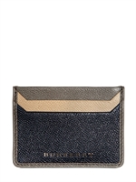 BURBERRY - KREDITKARTENHÜLLE MIT METALLLOGO - NAVY/GRAU