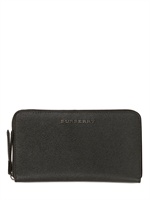 BURBERRY - LEDERBRIEFTASCHE MIT LANGEM REIßVERSCHLUSS - SCHWARZ