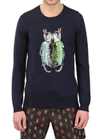 MARKUS LUPFER - MAGLIA IN LANA MERINO CON PAILLETTES - BLU SCURO
