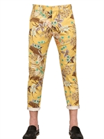 FORTELA - 19.5CM FLOWER PRINT COTTON BULL TROUSERS - LIGHT ORANGE