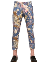 FORTELA - 17CM FLOWER PRINT COTTON BULL TROUSERS - BLUE