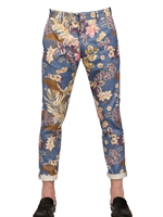 FORTELA - 17CM FLOWER PRINT COTTON BULL TROUSERS - BLUE