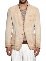 GIORGIO ARMANI - GEFÄRBTE JACKE AUS LEINENFLOR - BEIGE