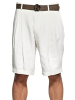 GIORGIO ARMANI - RAMIE BLEND SHORTS - WHITE