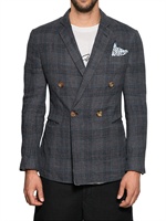 GIORGIO ARMANI - GIACCA DESTRUTTURATA IN MISTO LINO - MULTI BLU