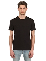 GIORGIO ARMANI - BEADED SIGNATURE COTTON JERSEY T-SHIRT - BLACK