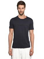 GIORGIO ARMANI - BEADED SIGNATURE COTTON JERSEY T-SHIRT - NAVY