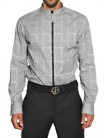 GIORGIO ARMANI - BEDRUCKTES STRETCH-POPELINEHEMD  MIT ZIP - WEIßGRAU/GRAU