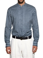 GIORGIO ARMANI - BEDRUCKTES STRETCH-HEMD AUS BAUMWOLLPOPELINE - BLAU
