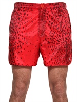 ADIDAS BY OPENING CEREMONY - LEOPARD PRINTED NYLON RUNNING SHORTS - RED