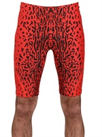 ADIDAS BY OPENING CEREMONY - LEOPARD PRINTED TECHNO LYCRA SHORTS - RED