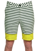 ADIDAS BY OPENING CEREMONY - PRINTED STRIPED COTTON CHAMBRAY SHORTS - BLACK/MINT