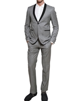 THE SUITS - COMBED WOOL BLEND SUIT - GREY/BLACK