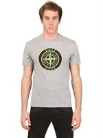 STONE ISLAND - COTTON JERSEY PRINTED LOGO T-SHIRT - GREY MELANGE
