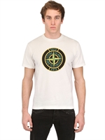 STONE ISLAND - COTTON JERSEY PRINTED LOGO T-SHIRT - WHITE