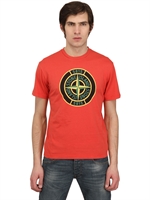 STONE ISLAND - COTTON JERSEY PRINTED LOGO T-SHIRT - RED