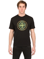 STONE ISLAND - COTTON JERSEY PRINTED LOGO T-SHIRT - BLACK