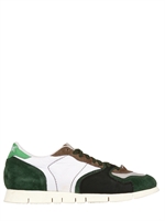 SOYA FISH - SNEAKERS IN CAMOSCIO E TESSUTO STAMPATO - VERDE/BIANCO